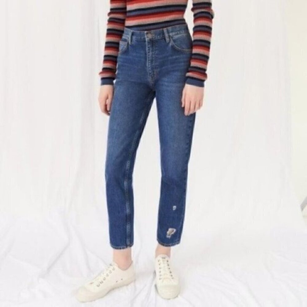 NEW Anthropologie M.i.H Blue High Rise Cropped Jeans Size 29